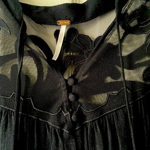 NWOT Free People black floral blouse